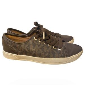 Michael Kors Brown Logo-Print Low-Top Sneakers